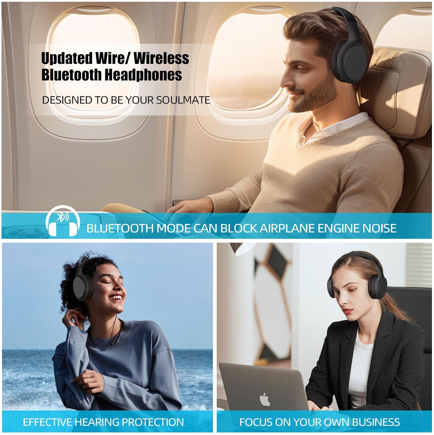 Bluetooth Over Ear Headphones 82H Playtime 3EQ Foldable Mic