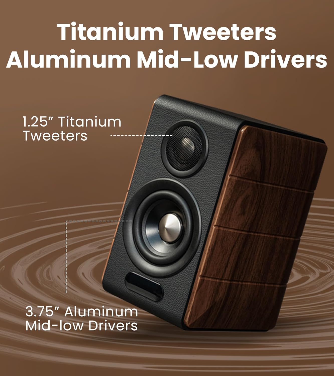 Hi Res Bookshelf Speakers 88W Bluetooth LDAC USB C Optical RCA