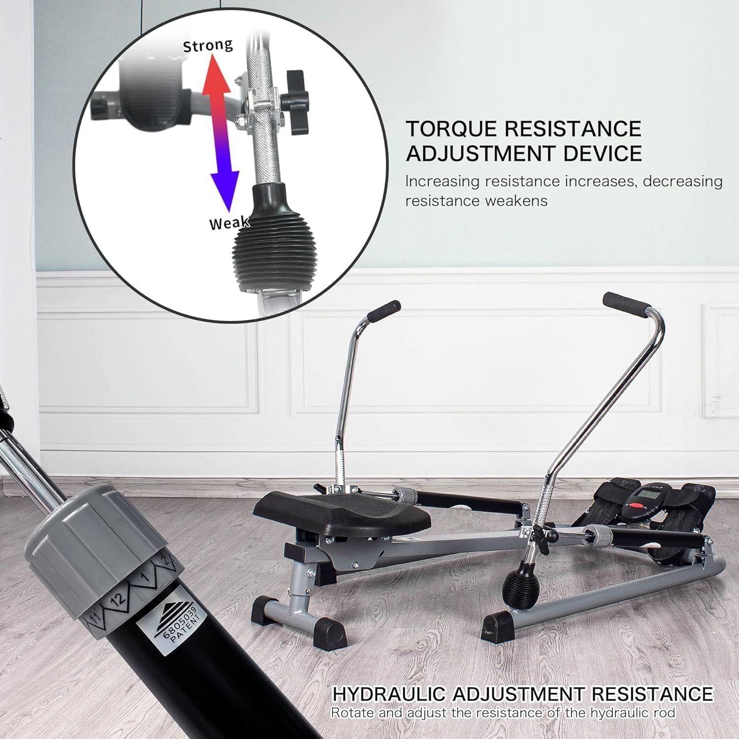 Foldable Rowing Machine Hydraulic Rower LCD Home Cardio Trainer