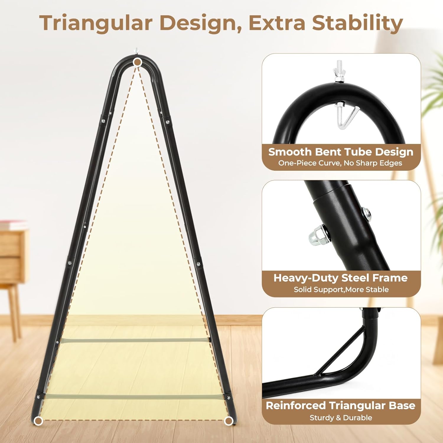 Black U Shaped Hammock Chair with Stand