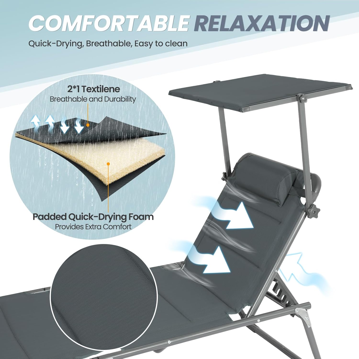 XXL Aluminium Sun Lounger with Sun Roof Adjustable Anthracite