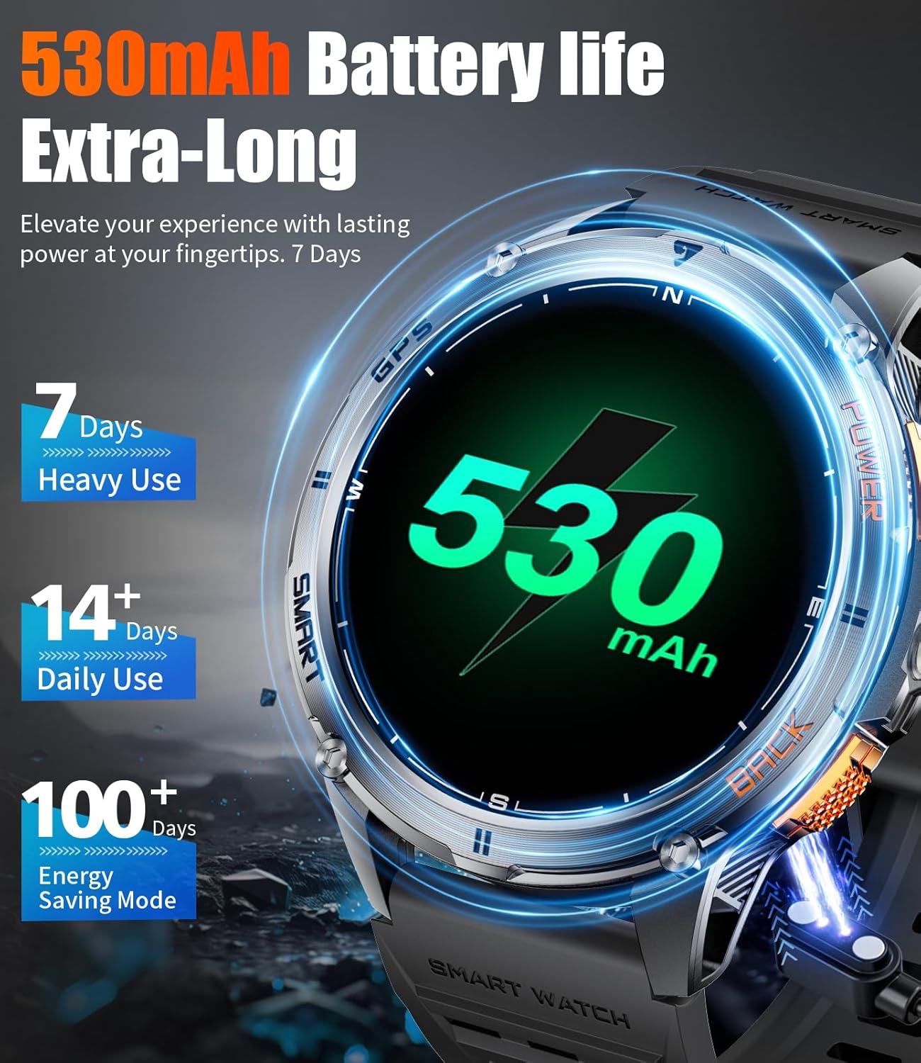Military Smart Watch GPS AMOLED Bluetooth Call 170 Sport Modes