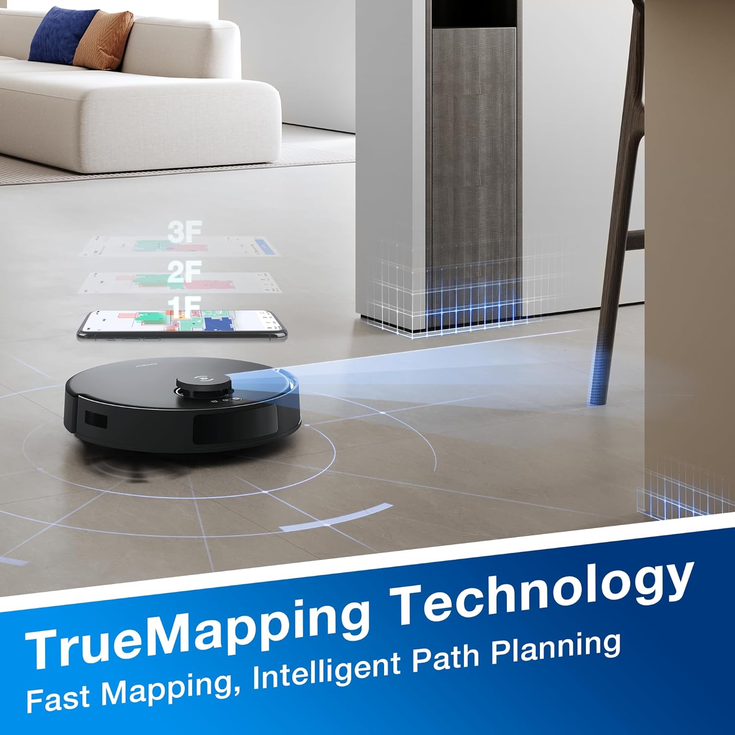 Robot Vacuum Mop 8000Pa Self Empty Bagless 300min Anti Tangle