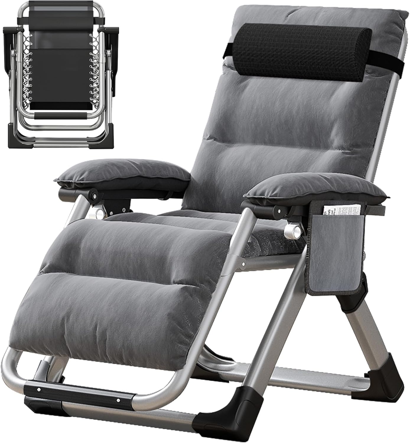 Zero Gravity Recliner Chair Grey with Side Table 200KG