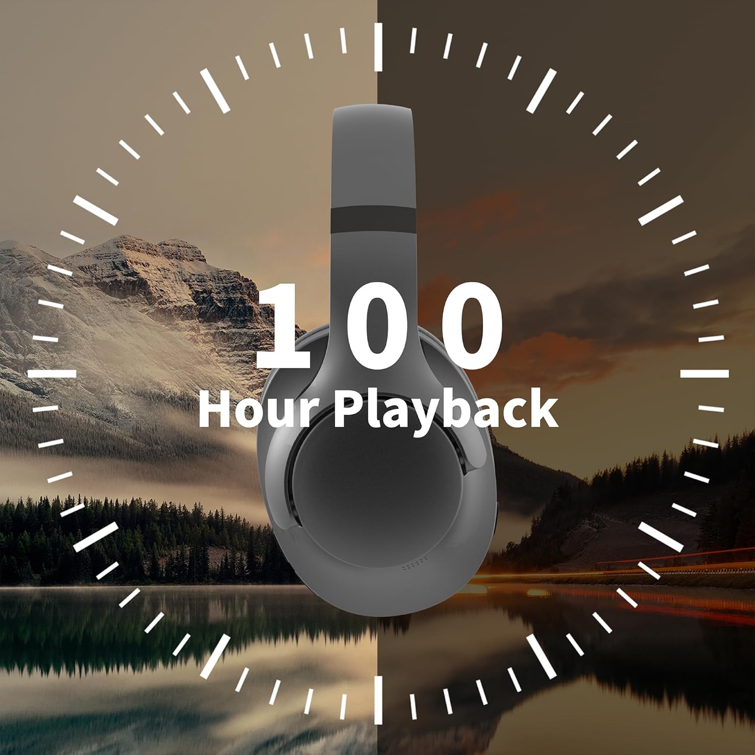 Bluetooth Noise Cancelling Over Ear Headphones 100H Playtime