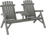 2 Seater Wooden Garden Bench with Centre Table Grey