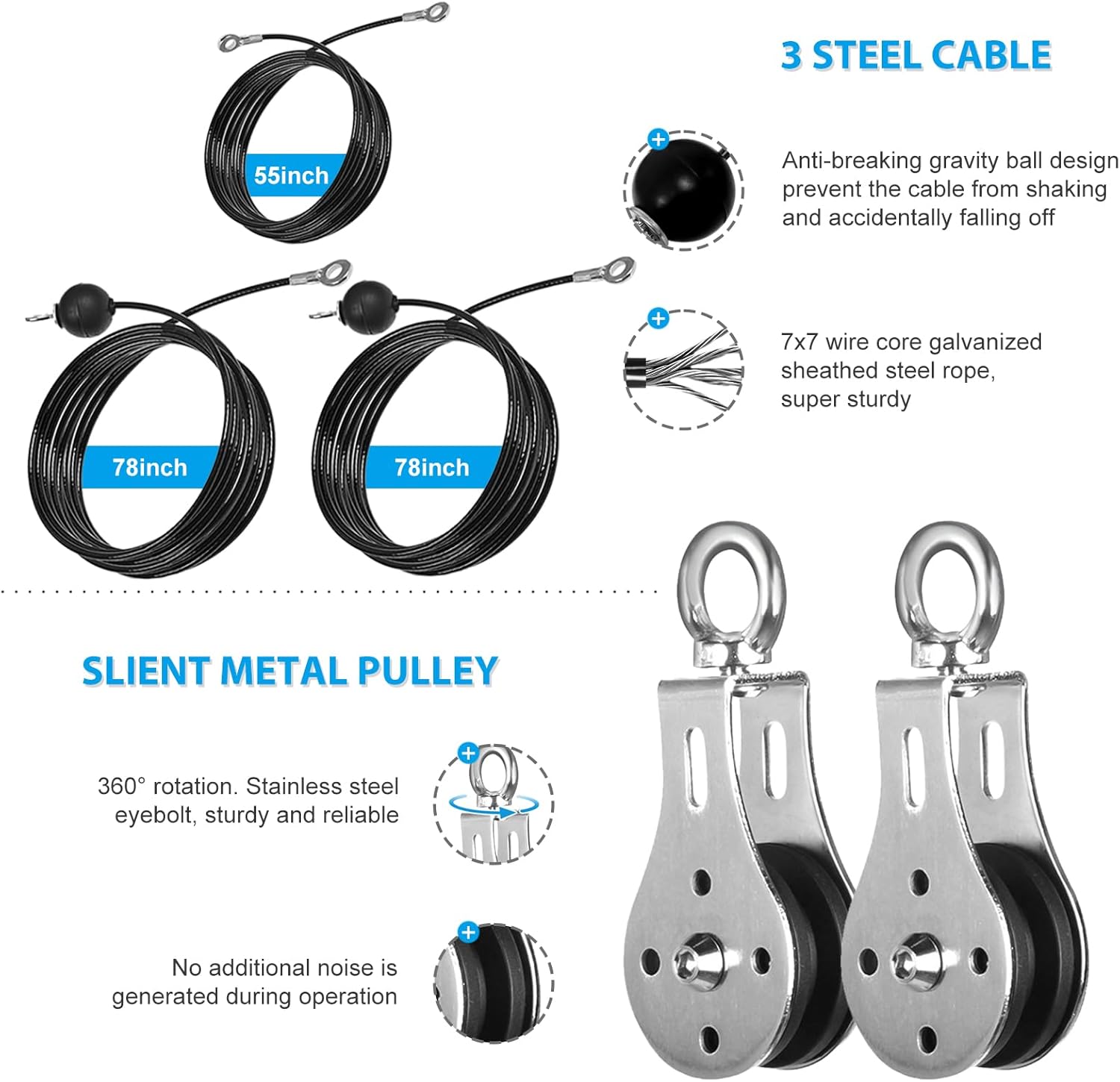 Home Gym Cable Pulley System Lat Pulldown Arm Workout Trainer Kit