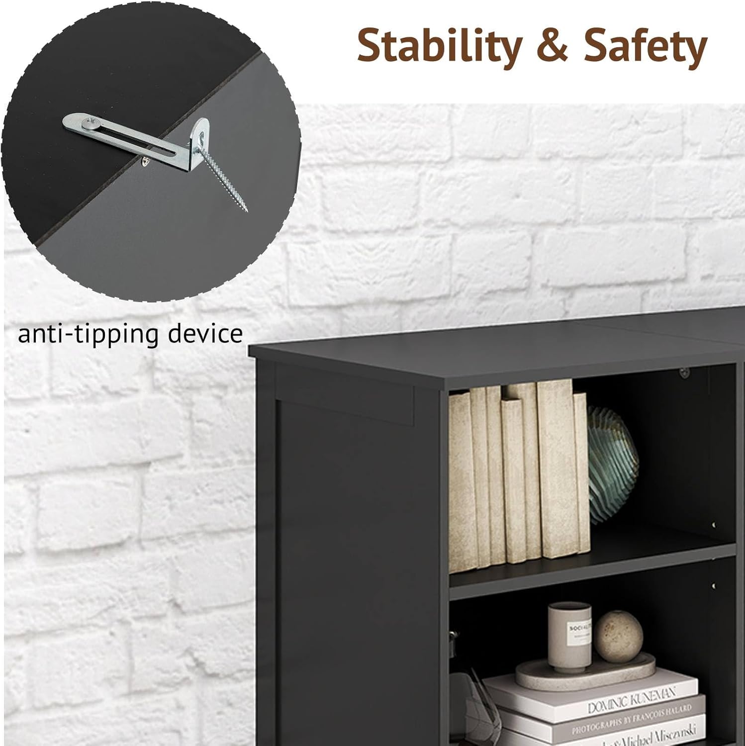 Tall Bathroom Storage Cabinet Shelf Cupboard Black