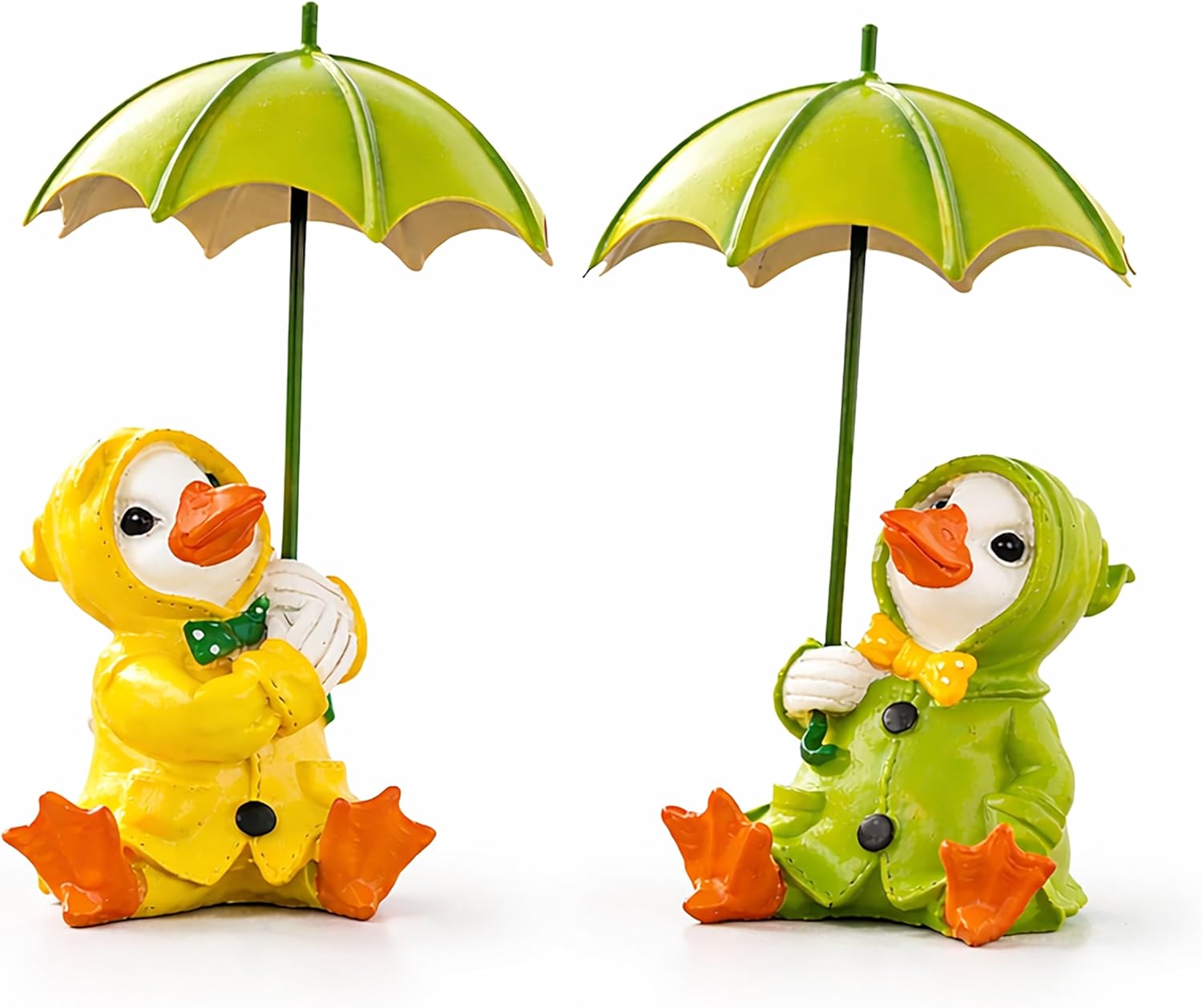 Duck Garden Ornaments Set 2 Resin Sitting Ducks Umbrella Decor