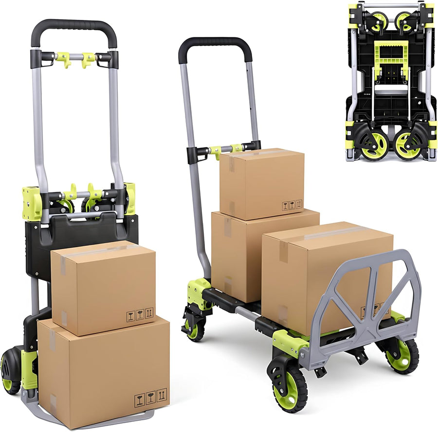 2 In 1 Folding Sack Truck Trolley 120KG Flatbed Cart