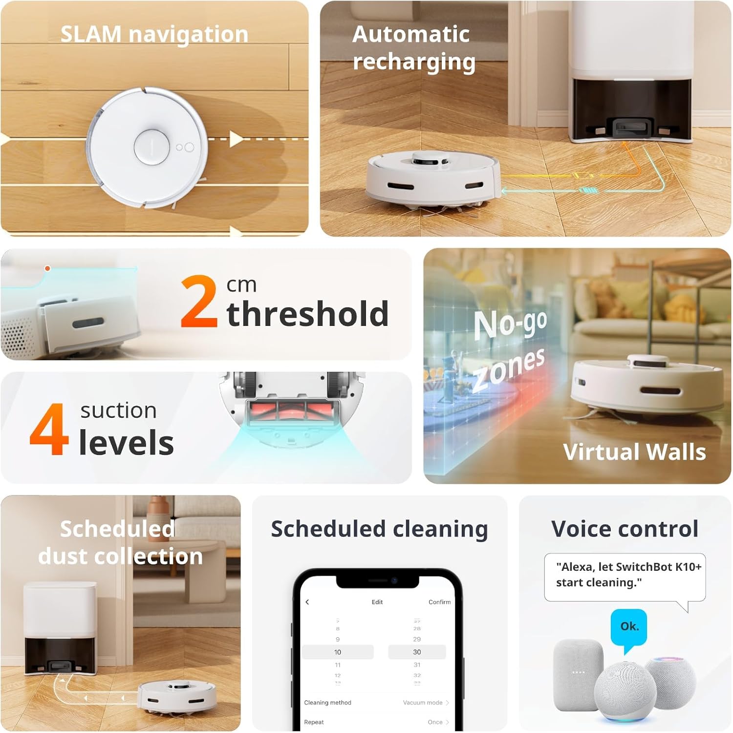 Mini Robot Vacuum Self Empty LiDAR Mapping Quiet Smart Clean