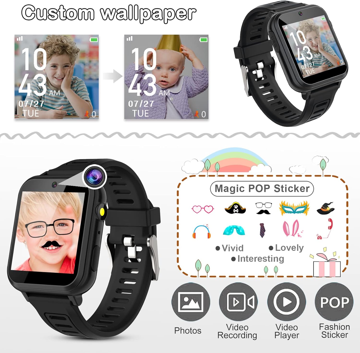 Kids Smart Watch Toy Camera Games Music Alarm Pedometer Watch