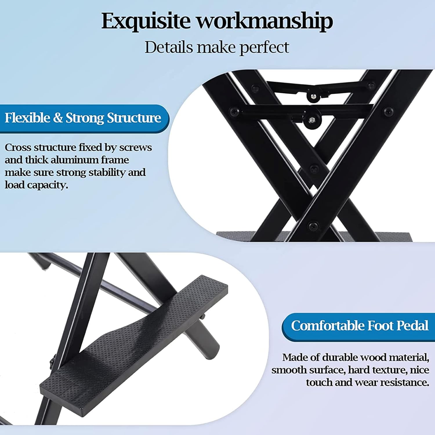 Portable Tall Director Chair with Footrest Black