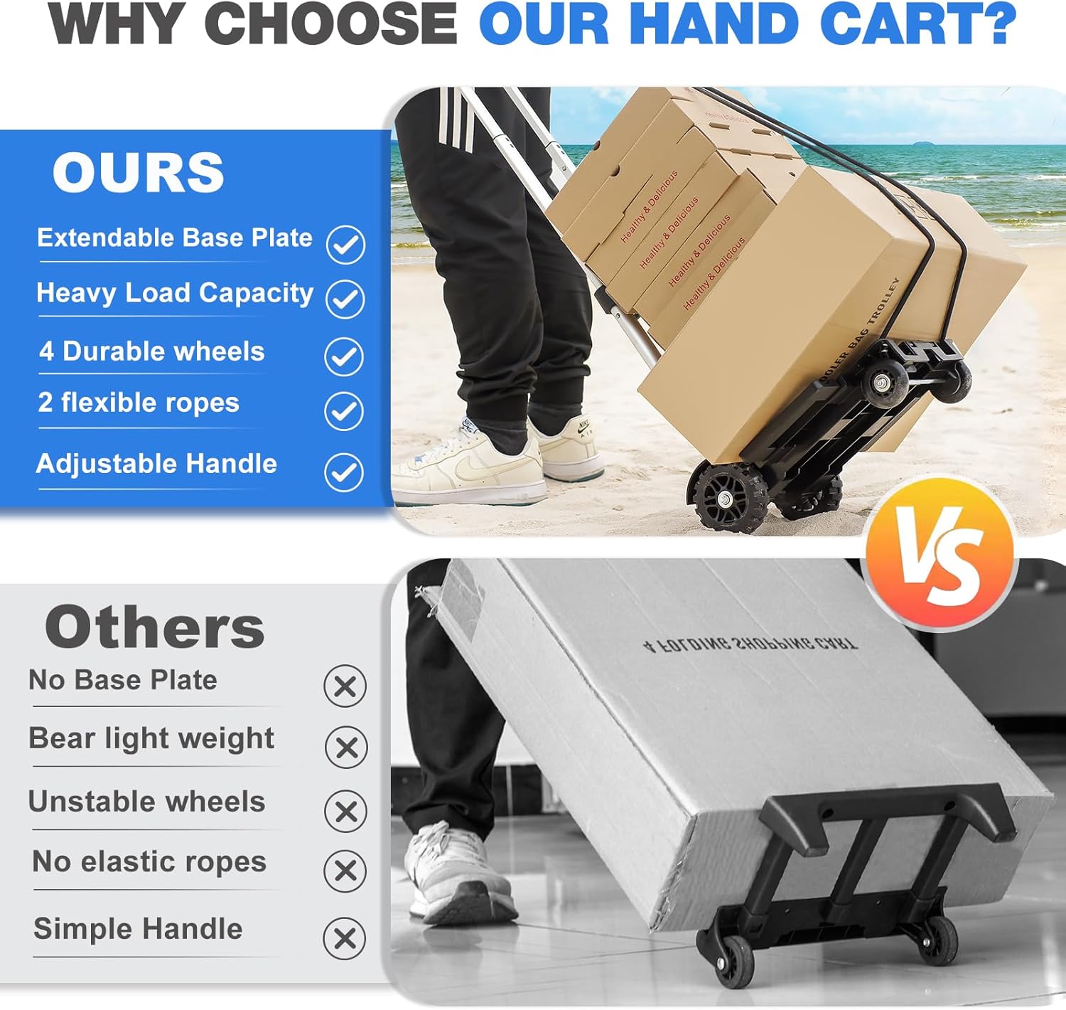 Folding Hand Truck Trolley 45KG 4 Wheel Aluminium Cart