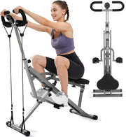2 in 1 Squat Machine Rowing Trainer Foldable Home Gym Glutes Legs