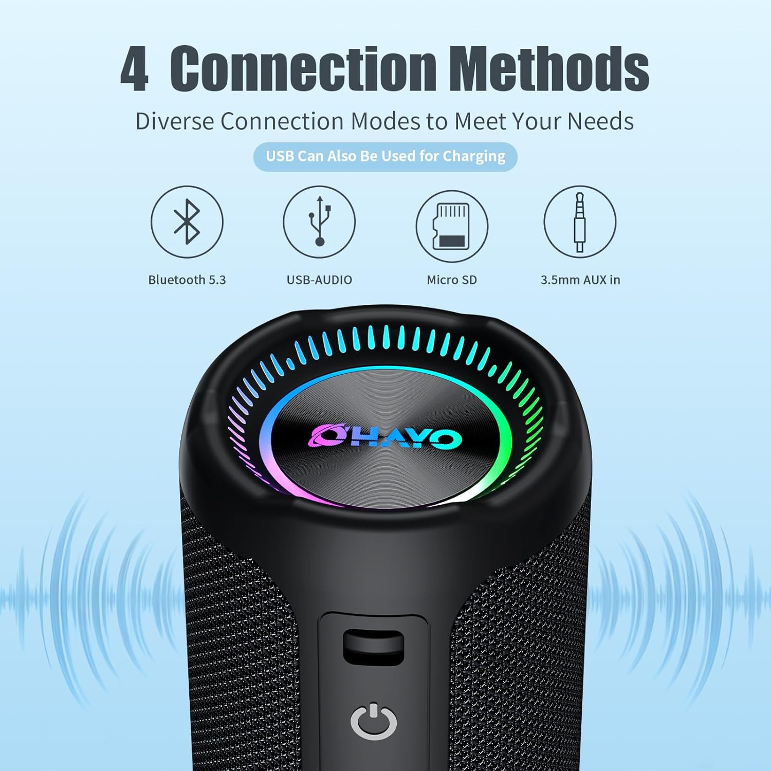 Portable Bluetooth Speaker 24H Playtime IPX7 Waterproof RGB