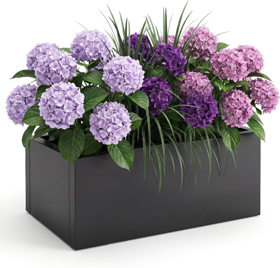 Raised Garden Bed Galvanised Steel Planter Box 50L Outdoor Black