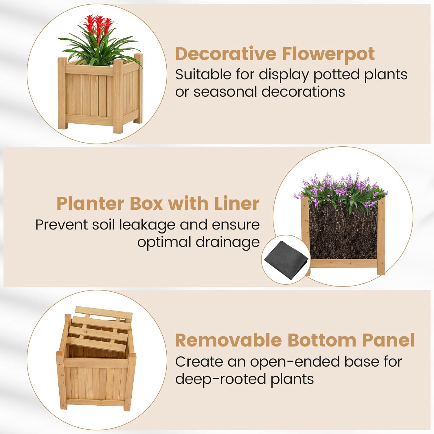 Wooden Planter Box with Bench Garden Seat Raised Bed 105cm