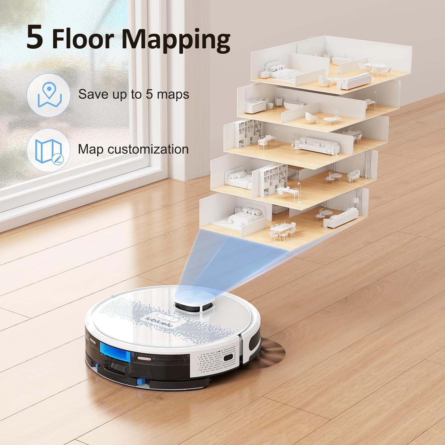 Robotic Vacuum Cleaner Mop 4000Pa Laser Mapping Smart App Control
