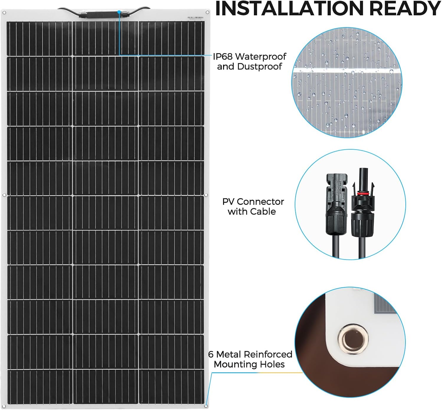 100W Flexible Solar Panel Kit 12V with Controller RV Boat Roof