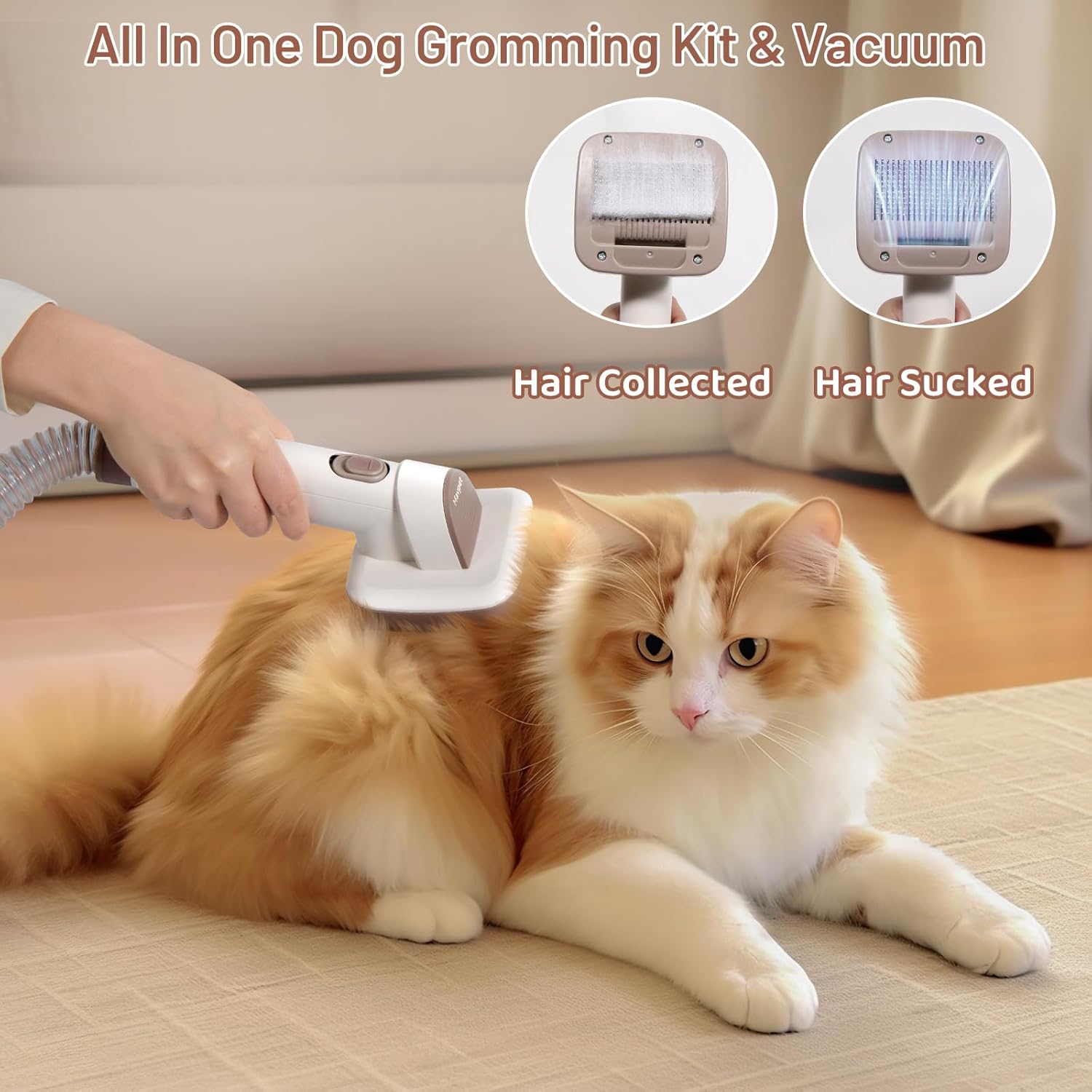 Pet Grooming Vacuum Kit 12000Pa 6 Tools Hair Trimmer