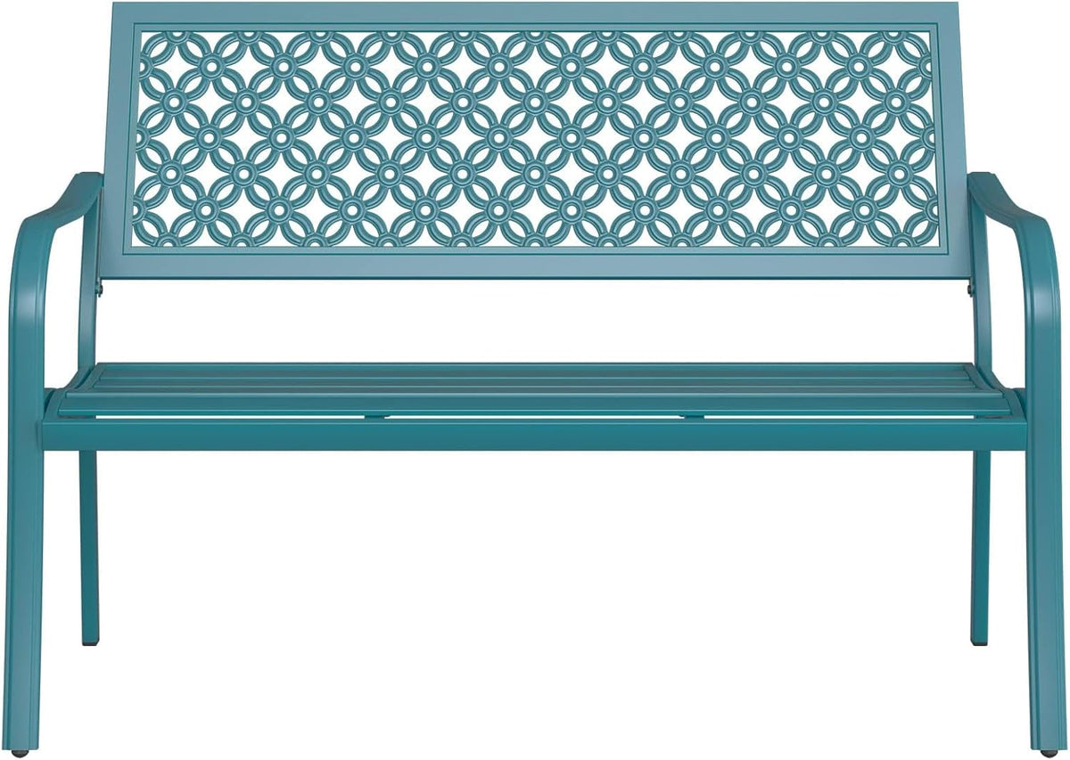 Metal Garden Bench 2–3 Seater Outdoor Patio Seat Rust Resistant Steel