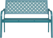 Metal Garden Bench 2–3 Seater Outdoor Patio Seat Rust Resistant Steel