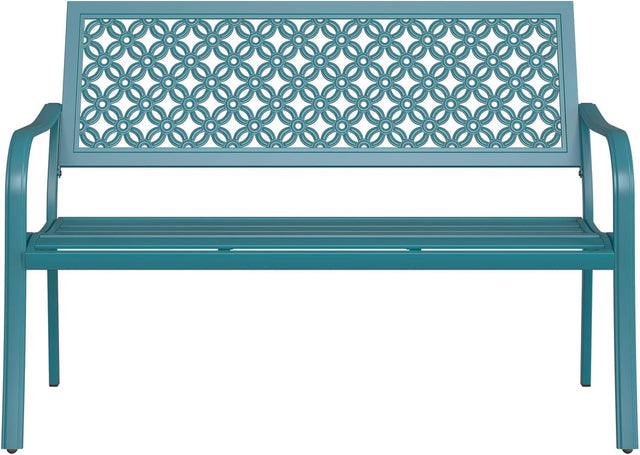 Metal Garden Bench 2–3 Seater Outdoor Patio Seat Rust Resistant Steel