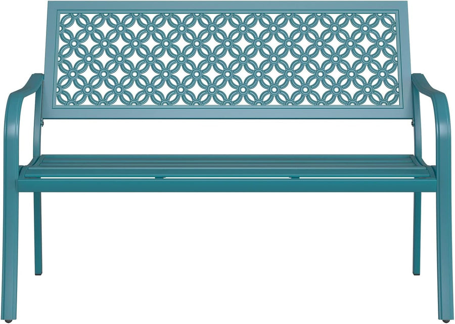Metal Garden Bench 2–3 Seater Outdoor Patio Seat Rust Resistant Steel