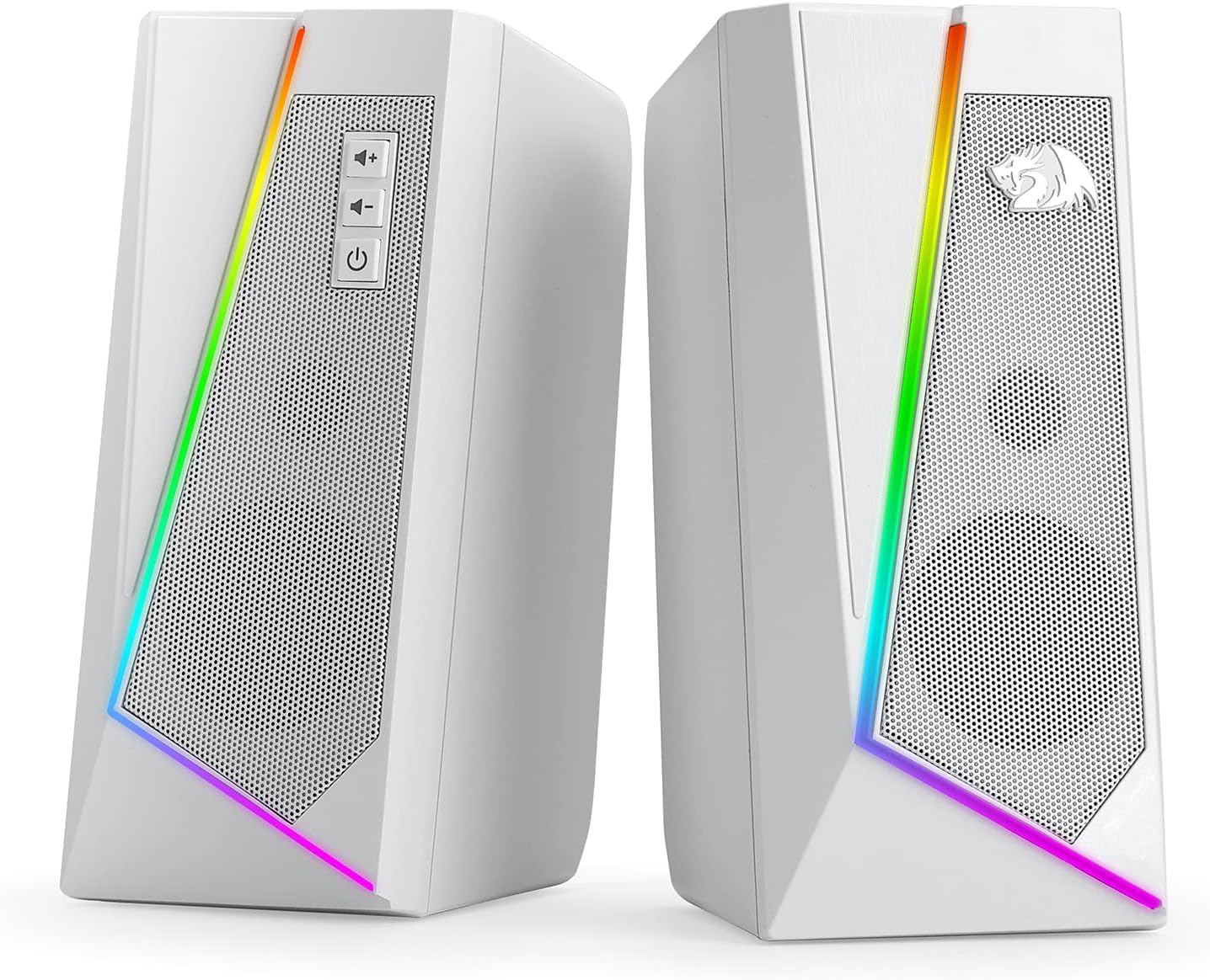 PC Speakers RGB Stereo USB Powered Desktop Audio White Bass