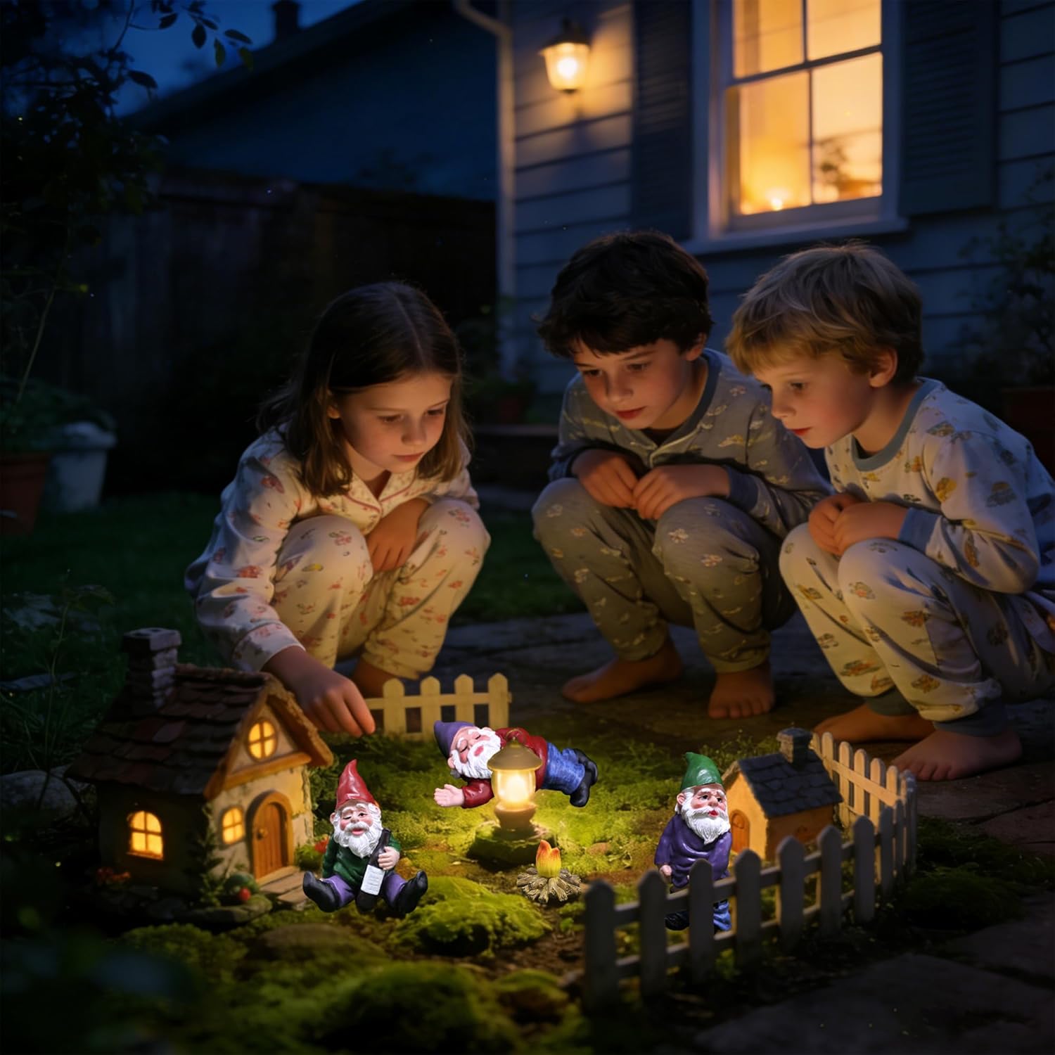 4Pcs Funny Garden Gnomes Set Drunk Peeing Resin Outdoor Decor
