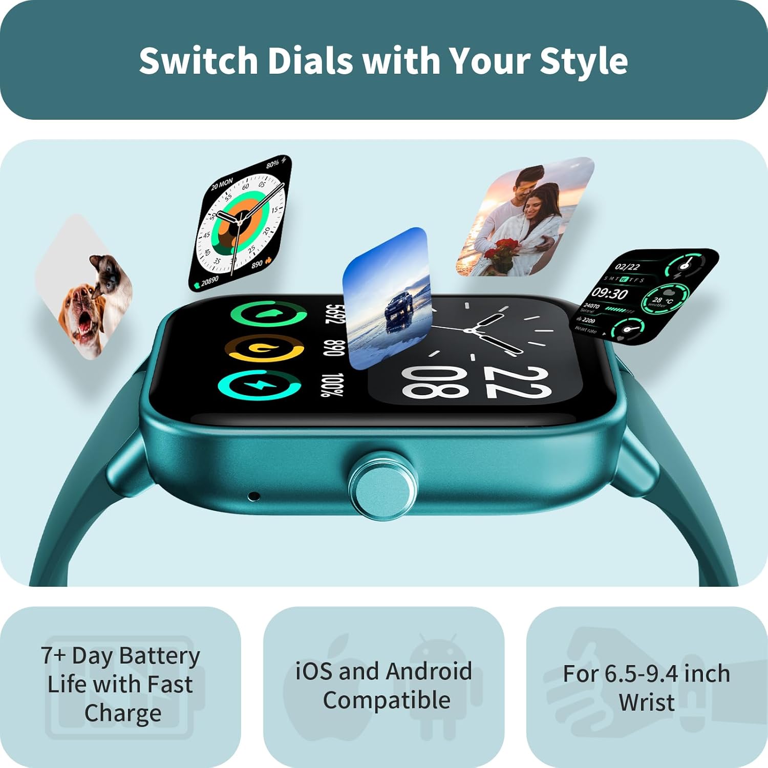 Smart Watch Bluetooth Call Alexa Fitness Tracker Deep Green