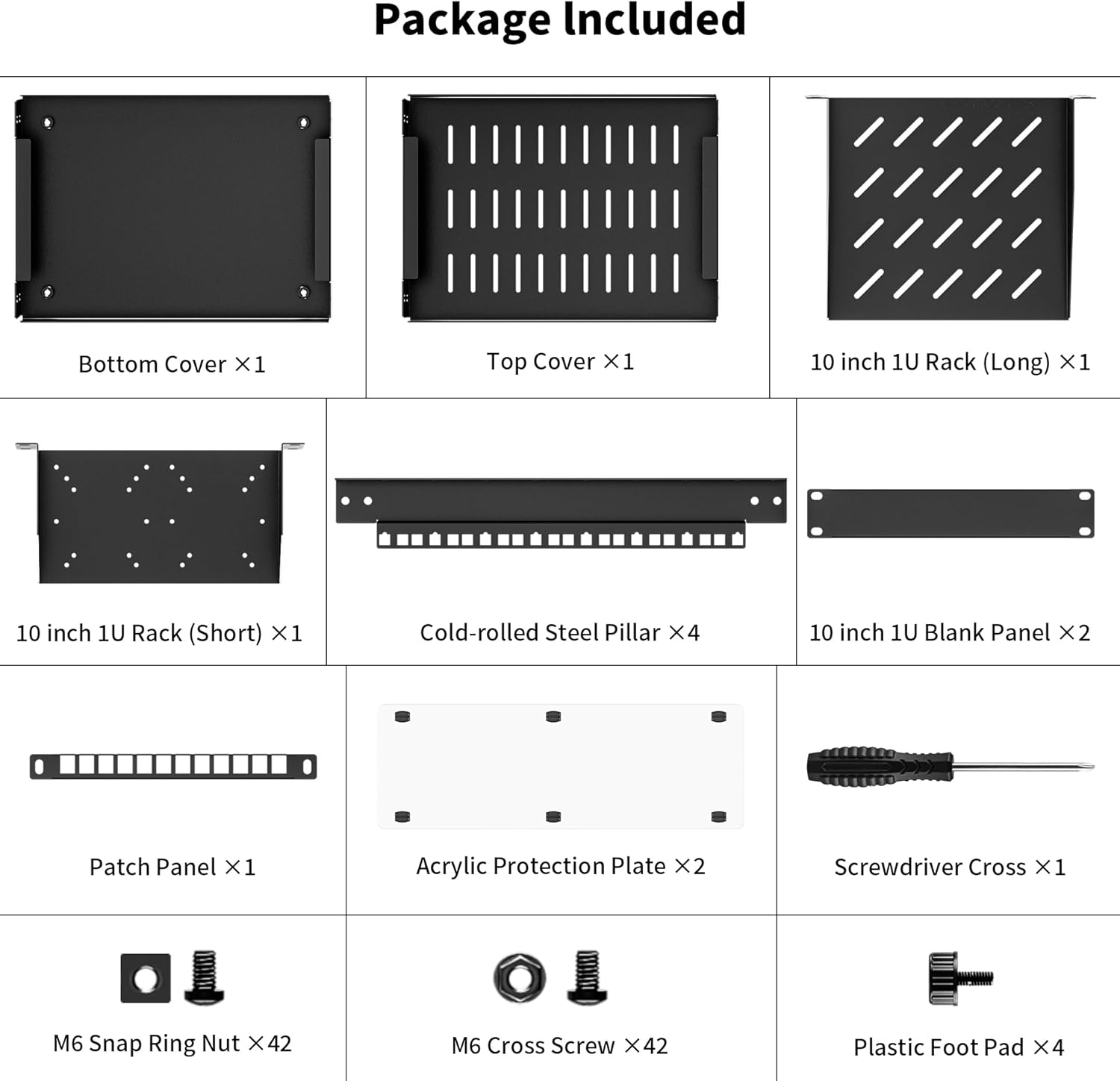 8U 10 Inch Mini Server Rack Cabinet Black with Panels Kit