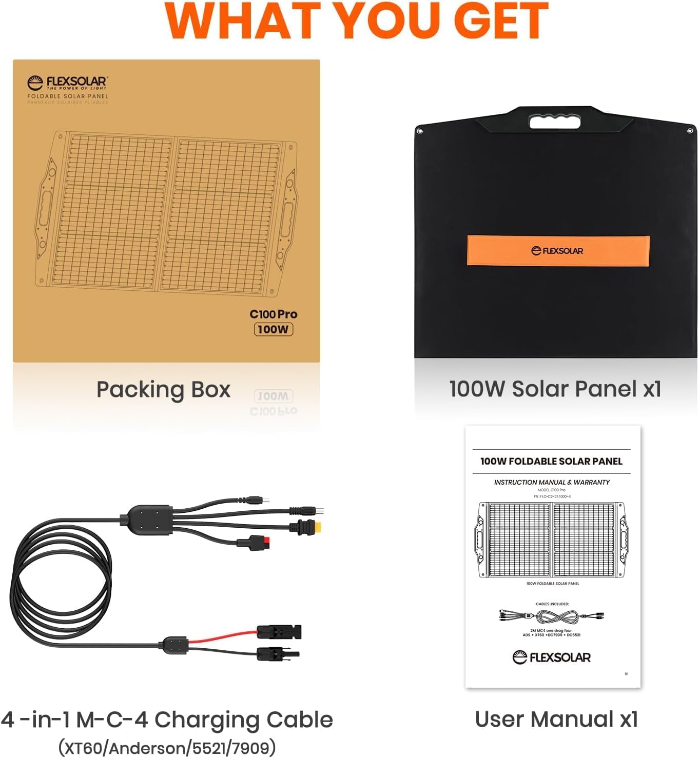 100W Foldable Solar Panel USB C DC Portable Charger Camping