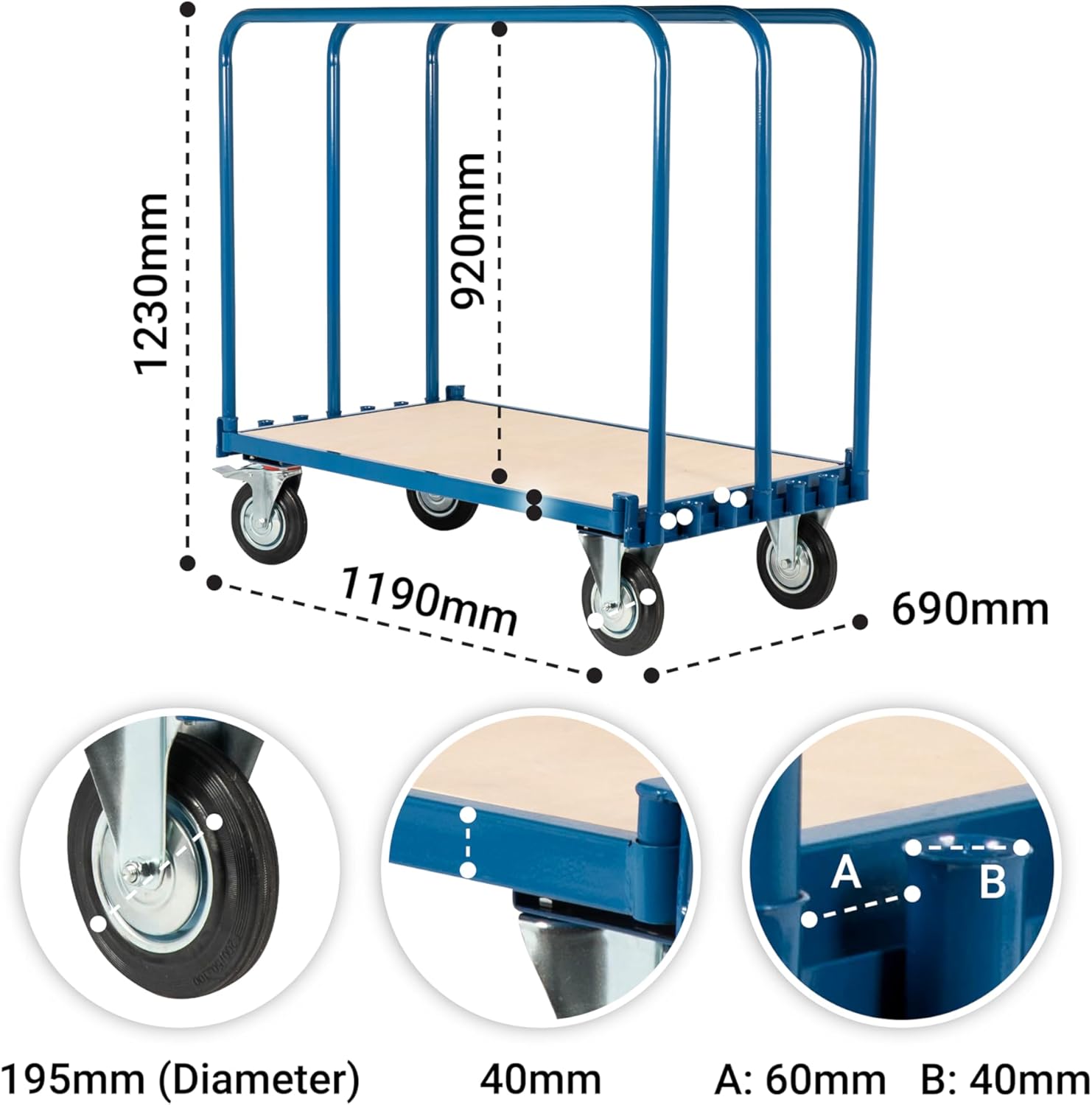 Heavy Duty Sheet Material Platform Trolley 500KG Cart