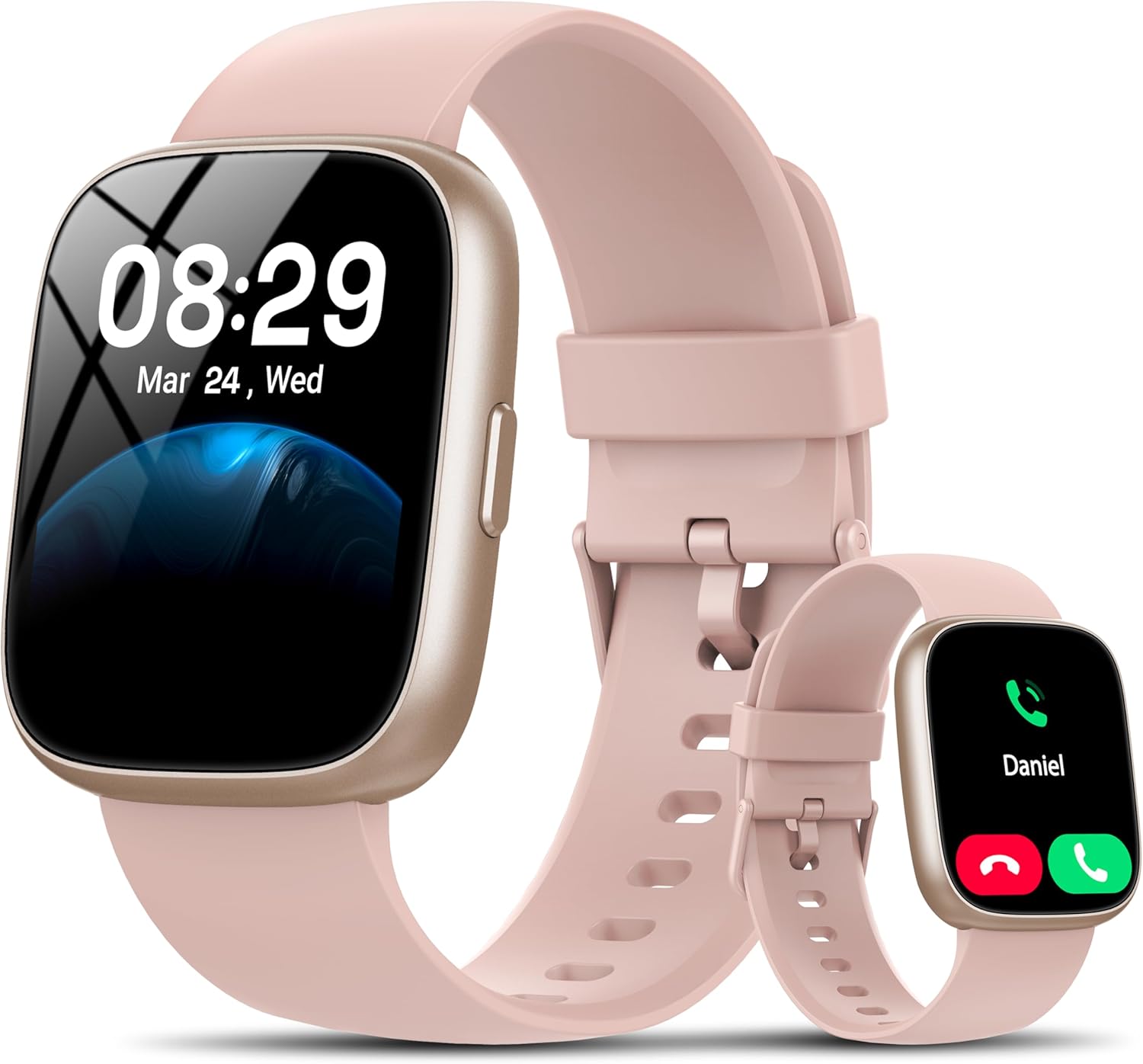 Peach Smart Watch Alexa Bluetooth Call 110 Sports