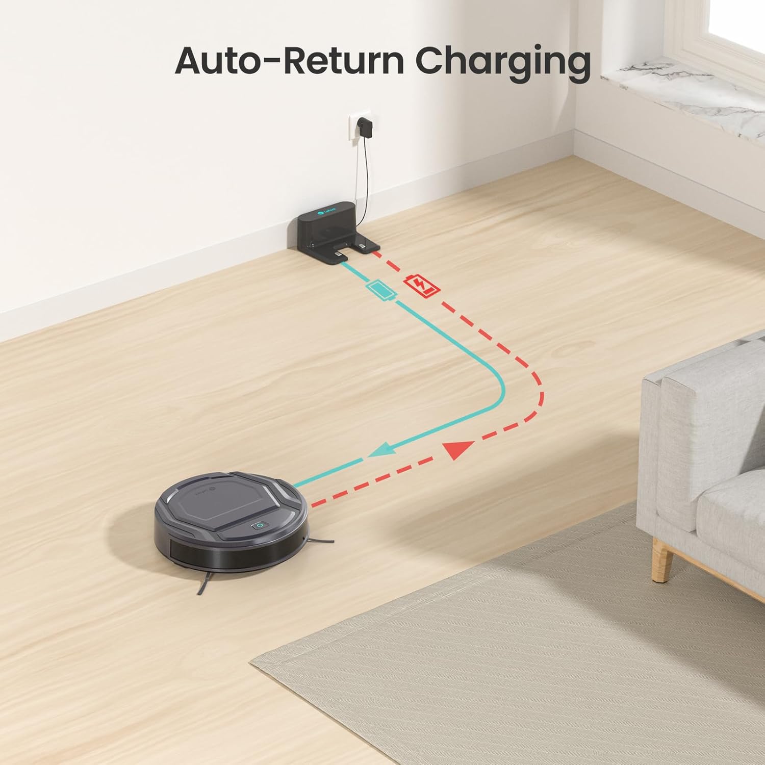 Robot Vacuum 2200Pa Slim Smart Pet Hair Cleaner Quiet
