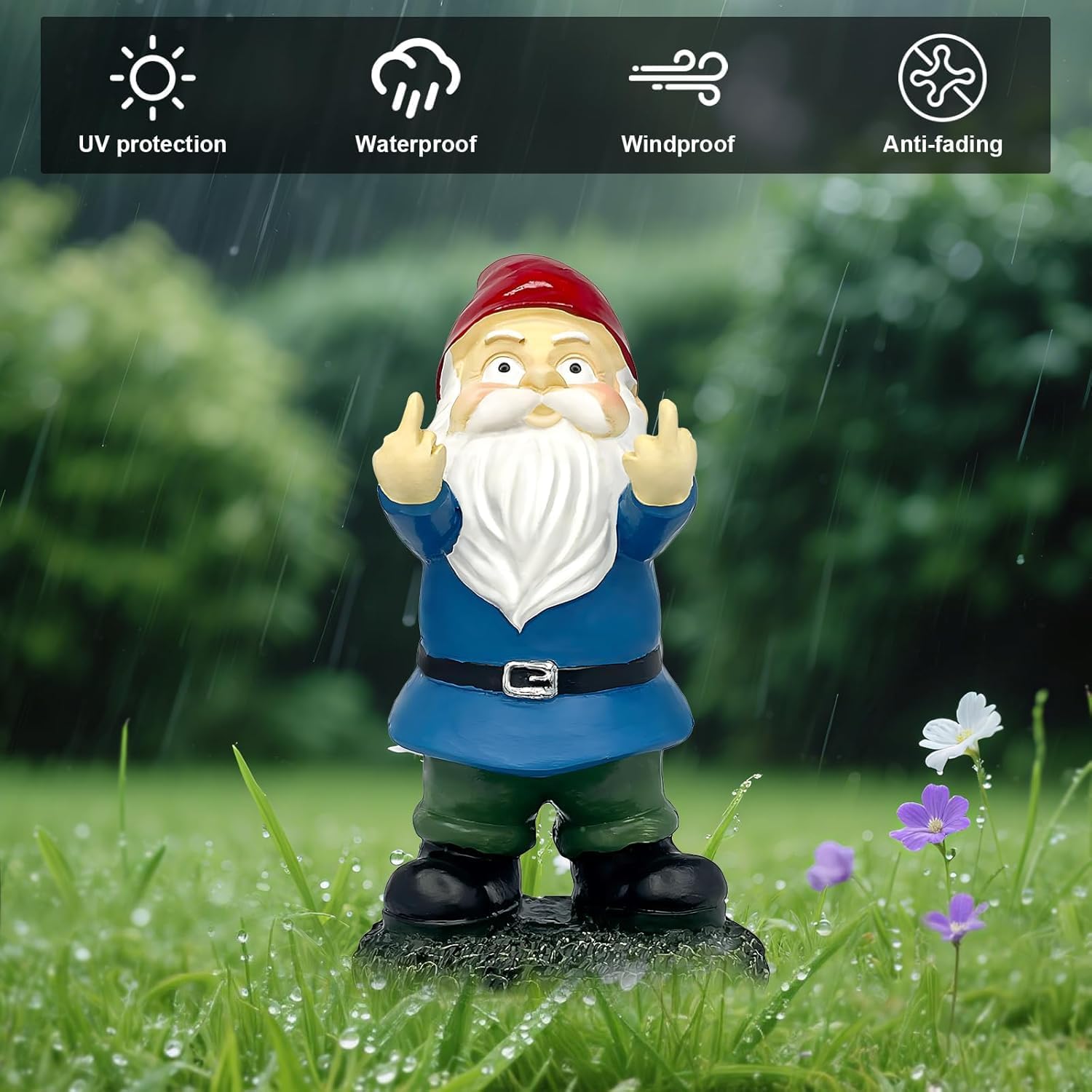 Funny Garden Gnome Statue Outdoor Naughty Ornament Resin 12cm