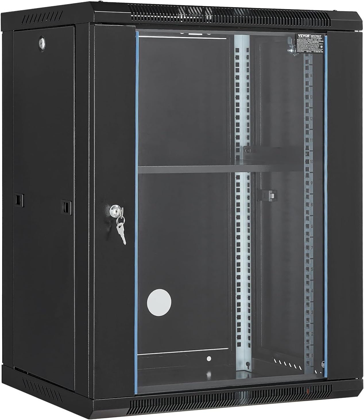 15U Wall Mount Server Cabinet Glass Door on Wheels 18 Inch