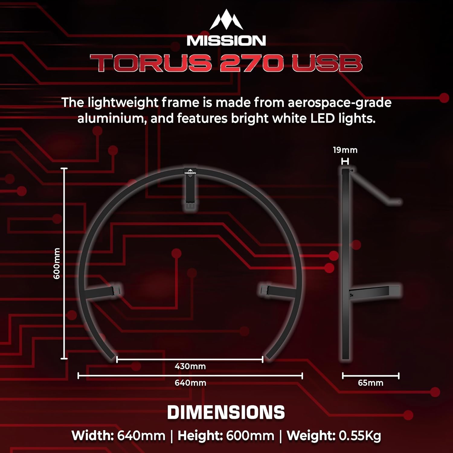 Dart Board LED Light 270 Degree Shadow Free Clip On System