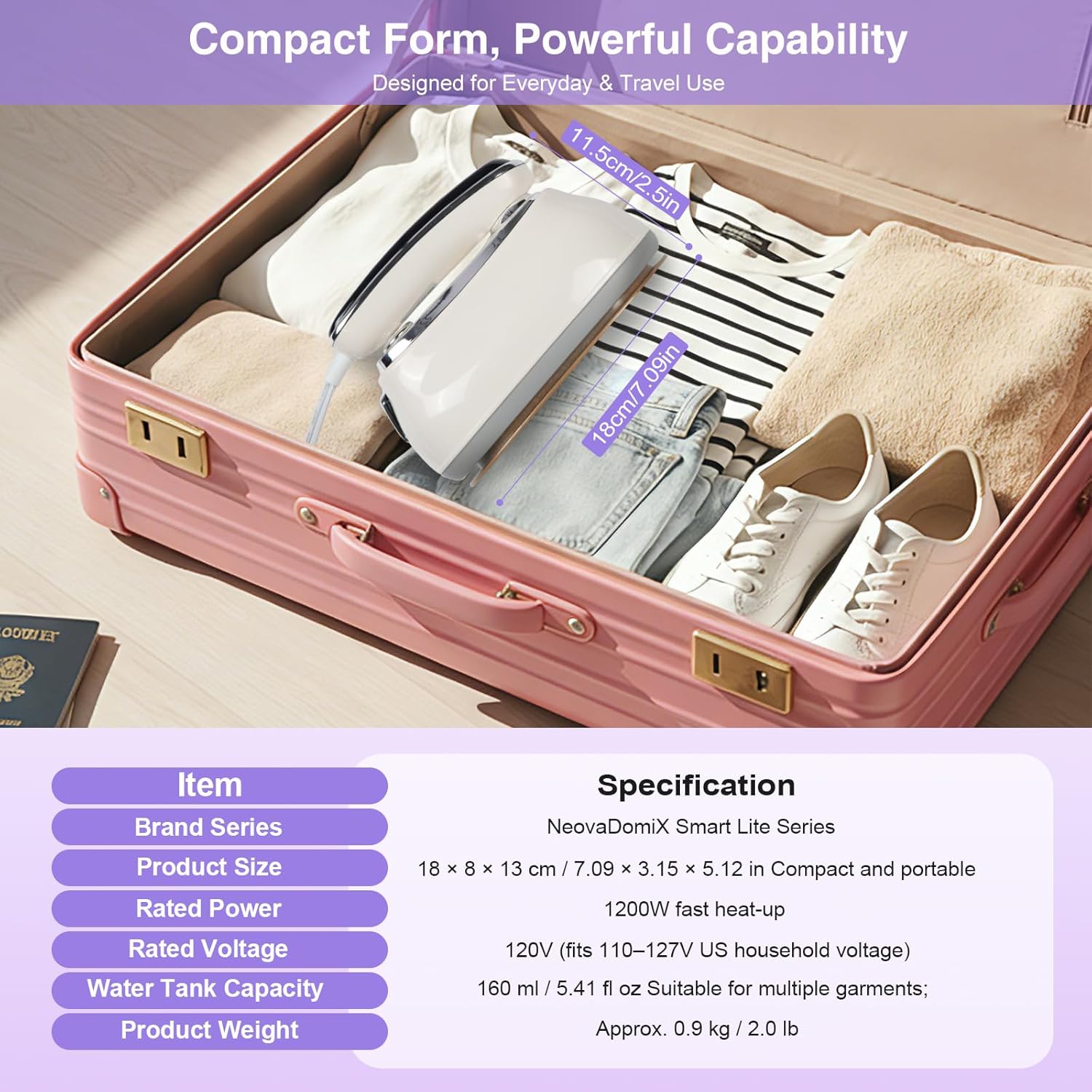 1200W Handheld Garment Steamer Portable 6 Modes Fast Heat Wrinkle Remover