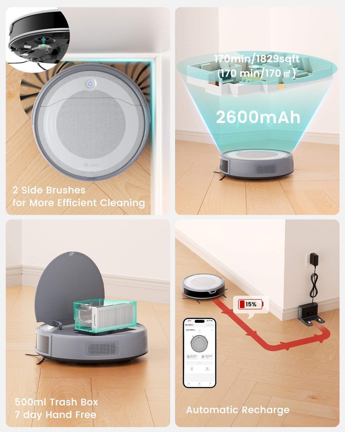 Robot Vacuum Mop 6000Pa LiDAR 170Min WiFi App Pet Hair