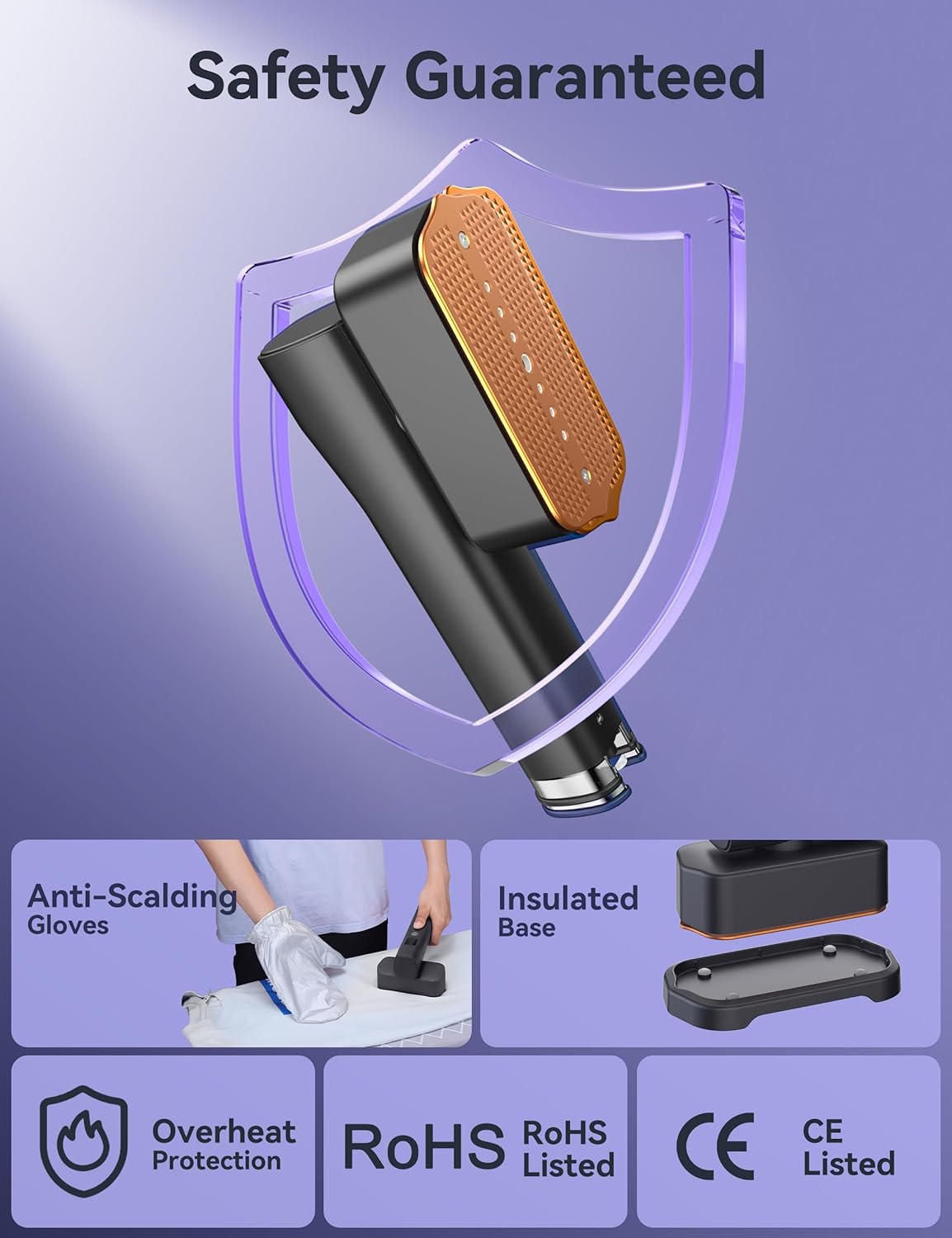 Portable Clothes Steamer Iron 2 in 1 Travel Garment Steamer Fast Heat LED