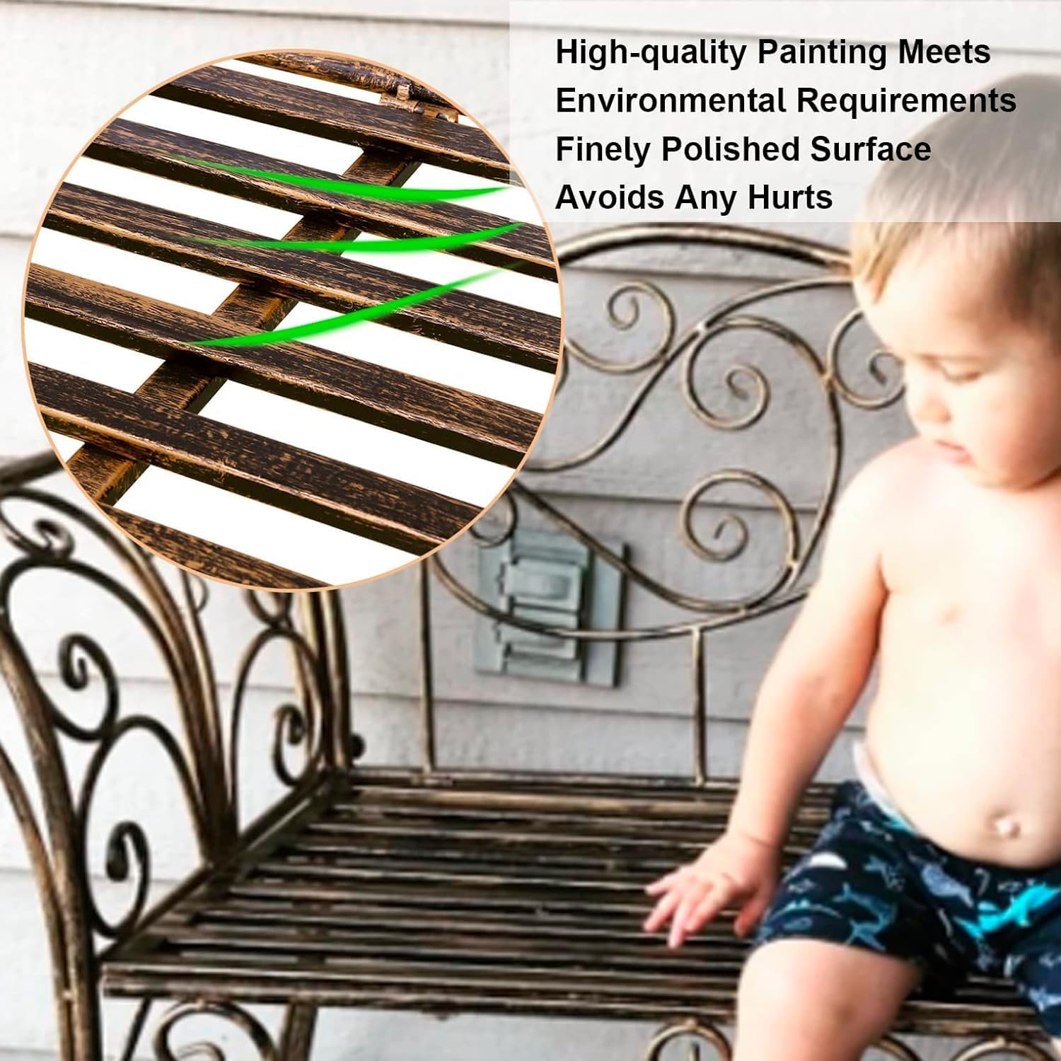 2 Seater Metal Garden Bench Decorative Cast Iron Patio Seat