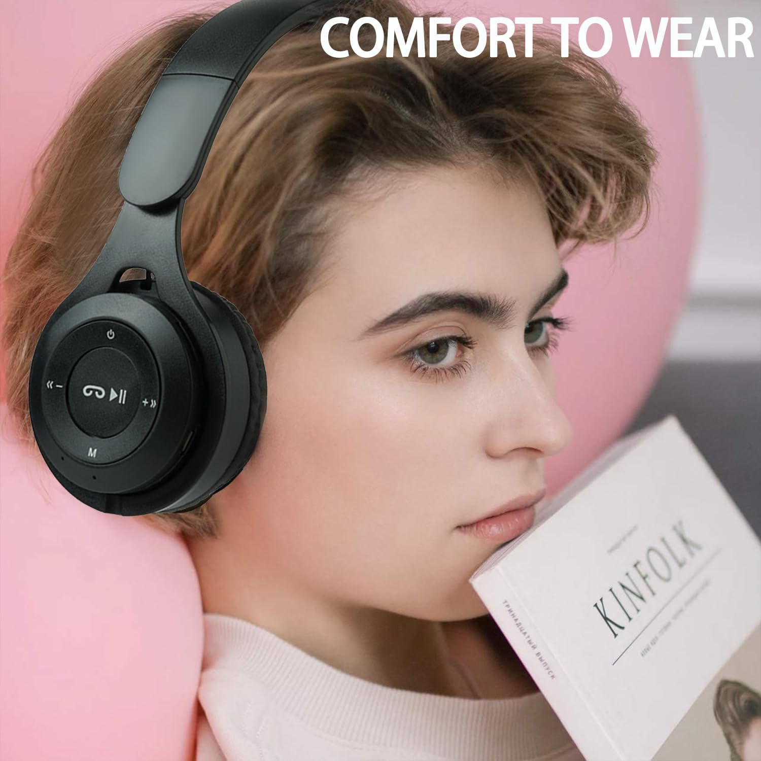 Kids Bluetooth Over Ear Headphones TF Card Foldable With Mic