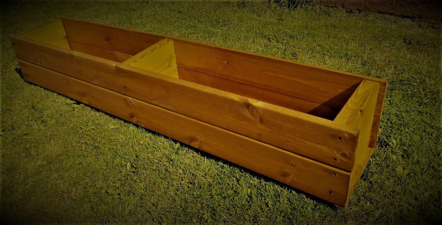 Set of 2 Large Wooden Trough Planters 120cm Garden Boxes