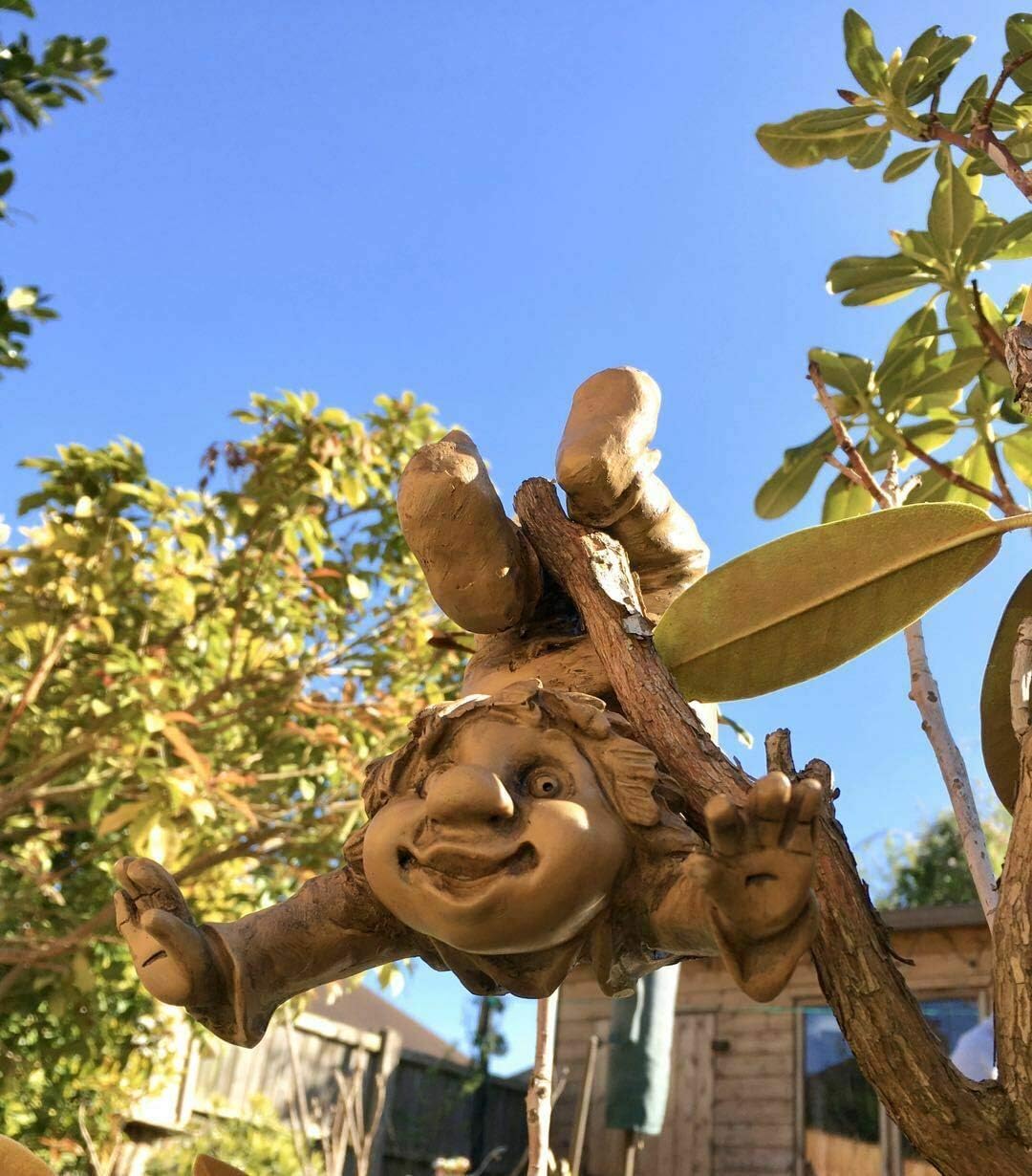 Hanging Garden Gnome Tree Hugger Ornament Resin Peeker Elf Decor