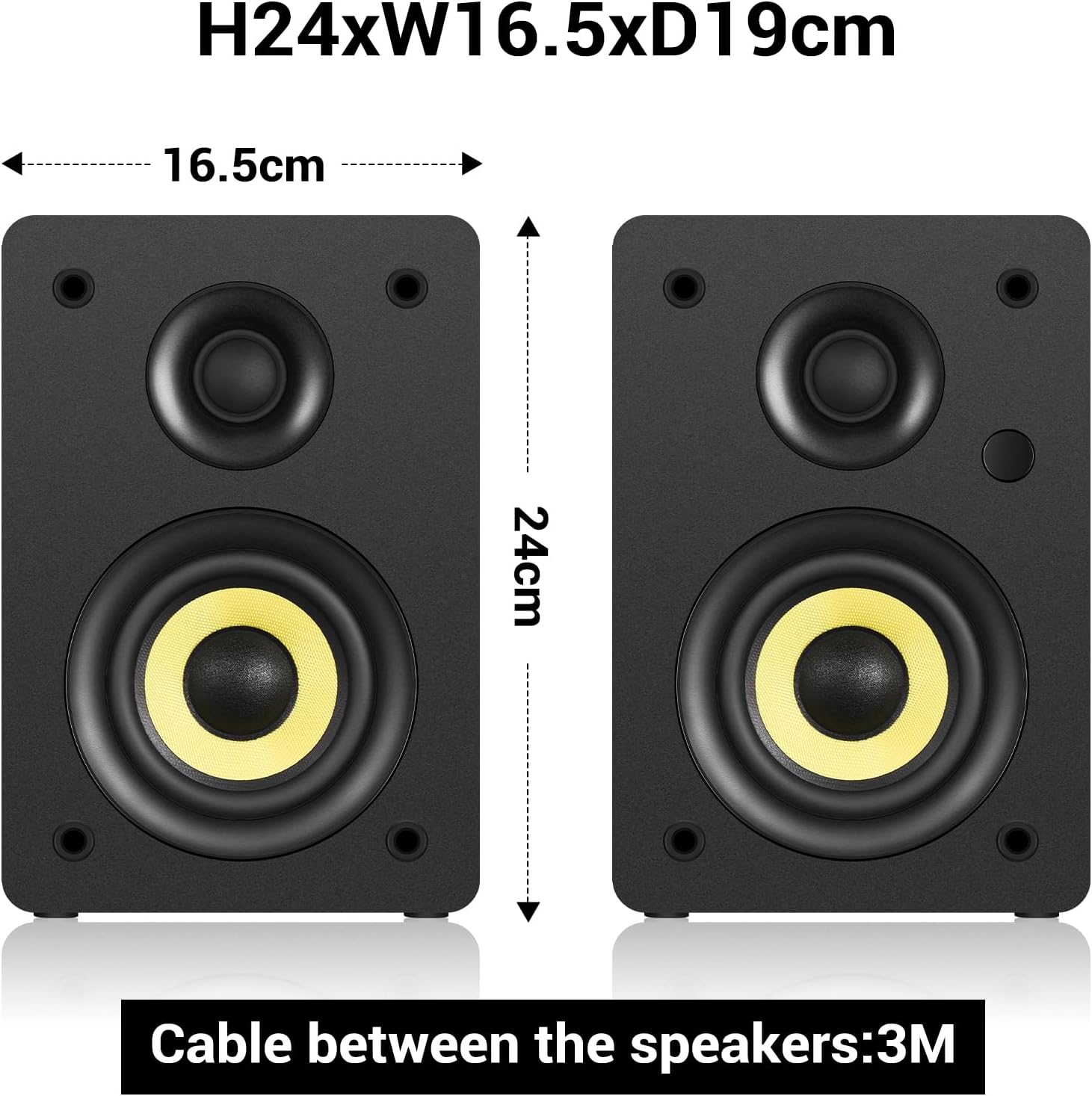 Active Bookshelf Speakers 80W Bluetooth 5.4 Studio Monitor USB DAC TRS