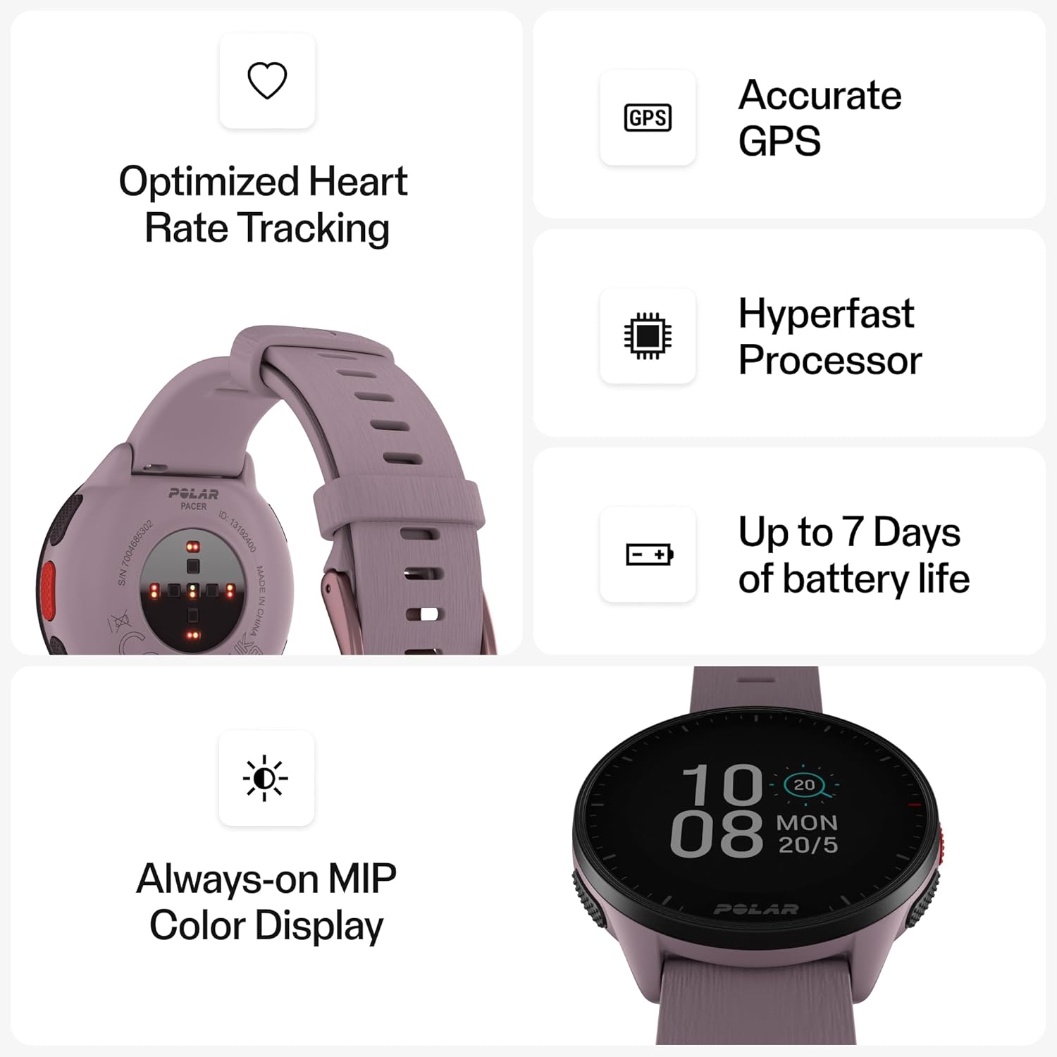 GPS Running Watch Heart Rate Monitor Training Recovery Watch