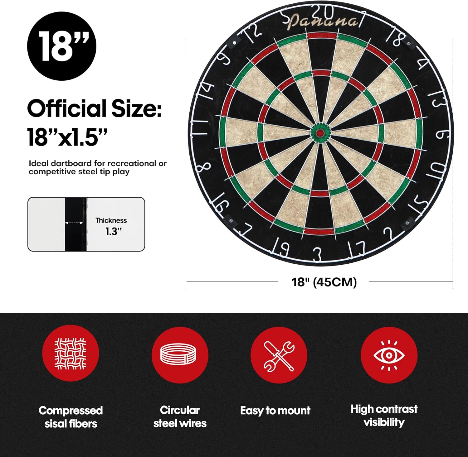 Bristle Dart Board Set Steel Tip Darts Staple Free Pro Play
